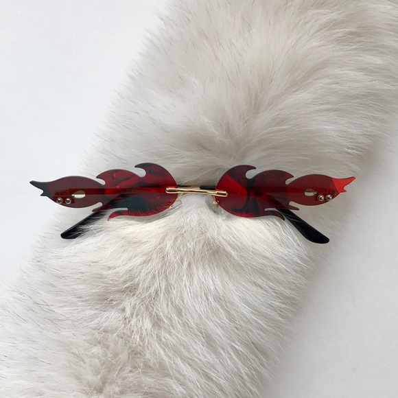 Accessories - [ new ] Red Flame Rimless Sunglasses